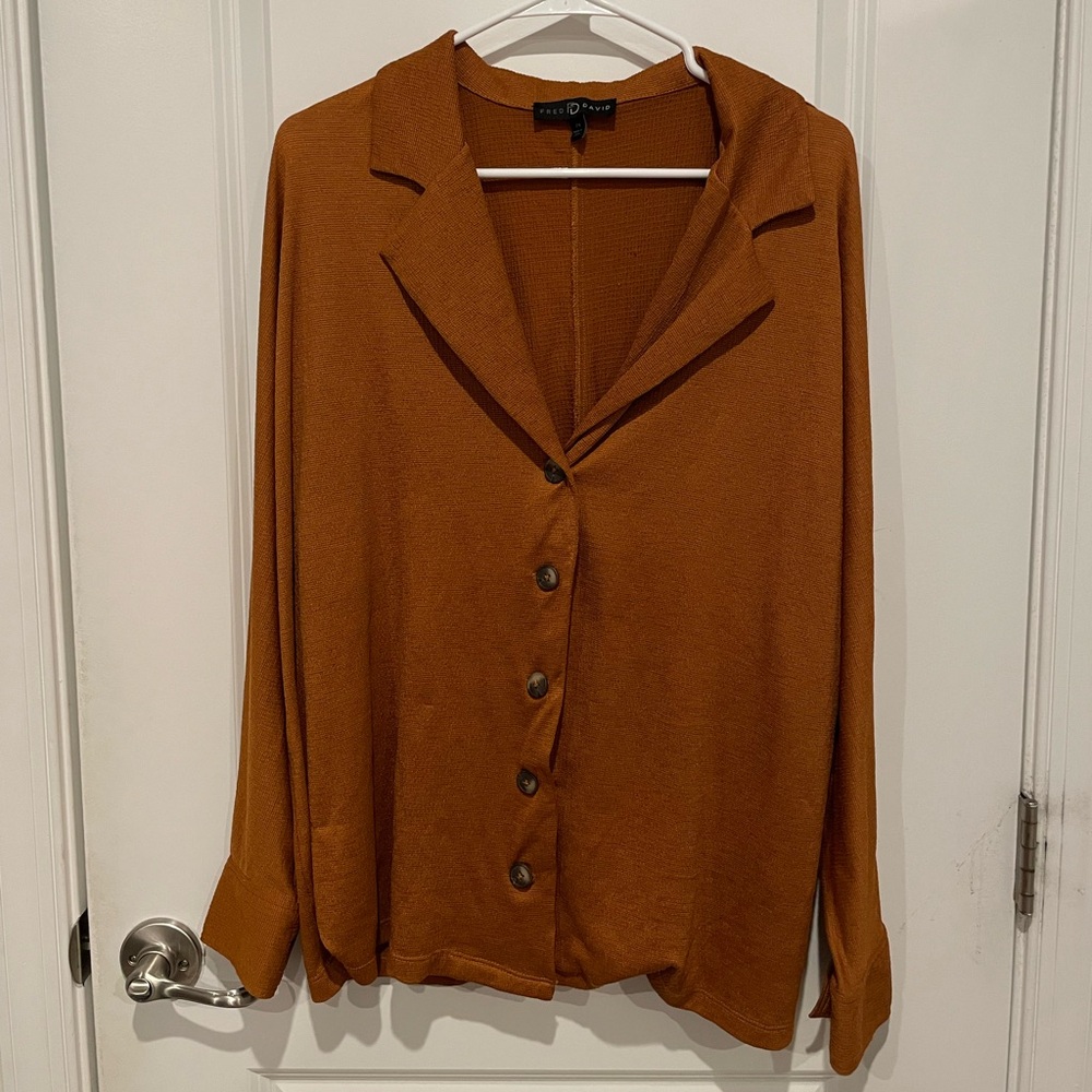 2X Fred David Burnt Orange Button Down coverup